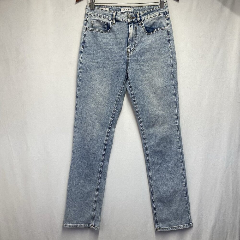 VIGOSS Ace Straight Mid-Rise Denim Jeans Women Size 27 Blue Light Wash Stretch